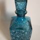 Vintage blue glass whiskey decanter