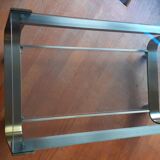 Coffee table 1970s, in metal 2 tones and glass.