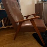 Fauteuil en Skaï marron