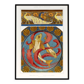 Affiche “Paons et poissons”, d’après une lithographie art nouveau de 1897