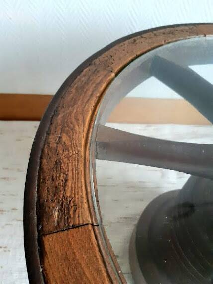 Dudouyt style brutalist wooden wheel coffee table