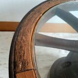 Dudouyt style brutalist wooden wheel coffee table