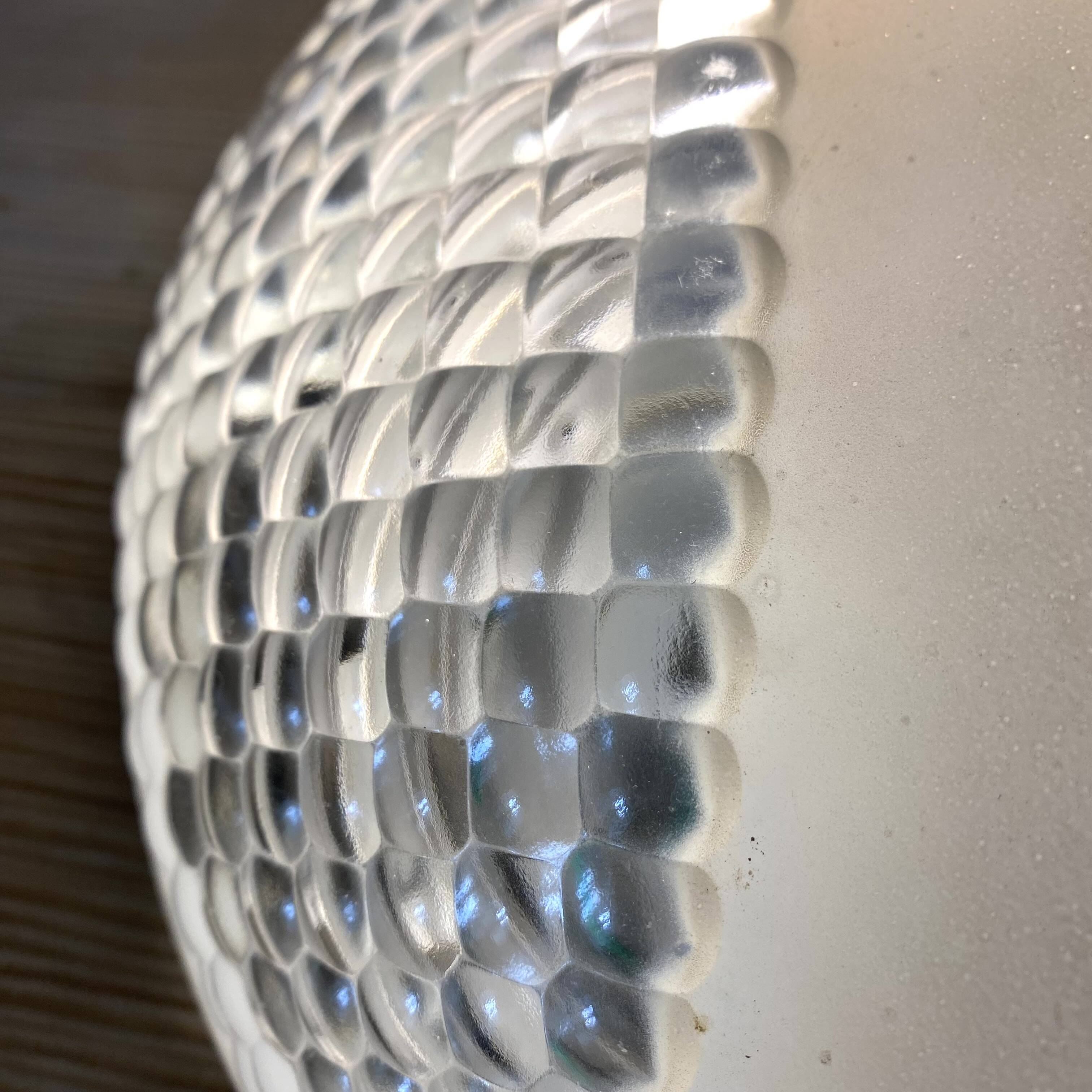 Industrial glass ceiling light, 60s-70s