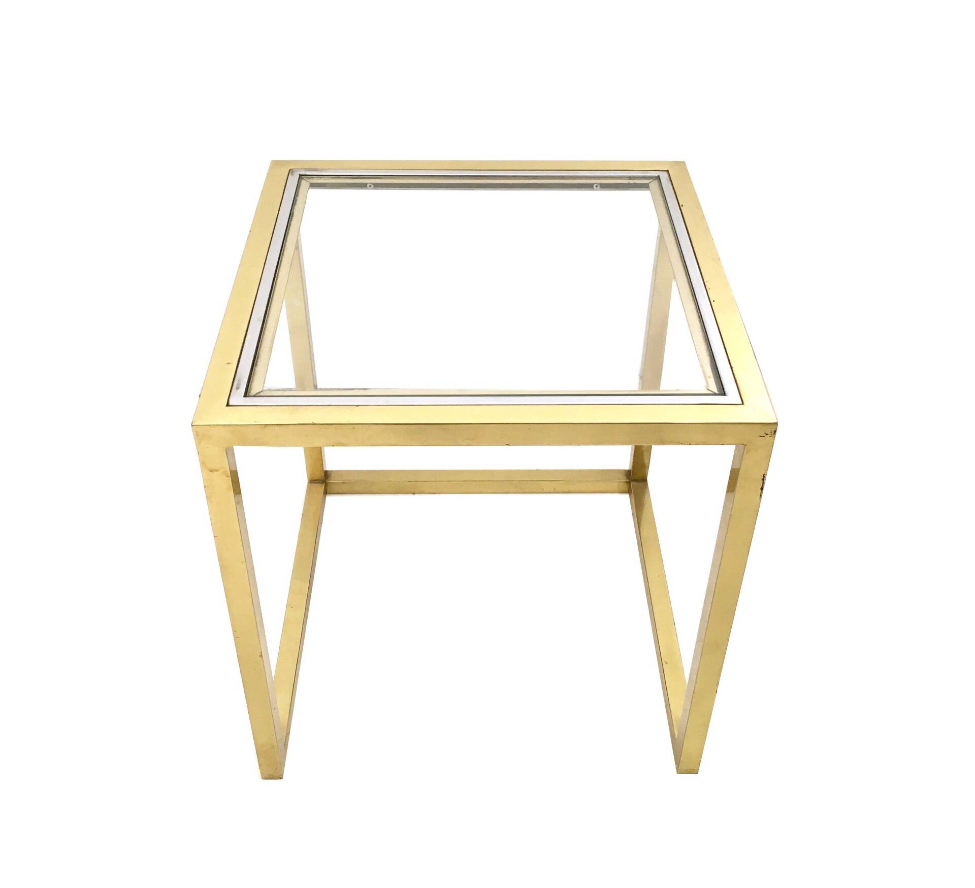 Set of Postmodern Brass, Steel and Glass Nesting Tables by Romeo Rega, Italy