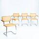 4 chaises en osier Bauhaus, dans le style de Marcel Breuer, empilables