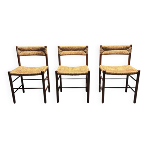 3 chaises en frêne et - paille