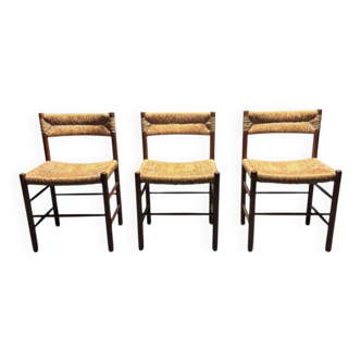 3 ash and straw chairs by Sentou