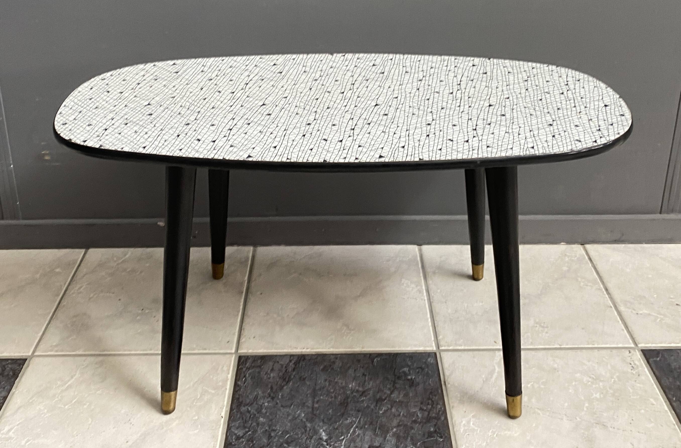 Black and White oval formica table 1960s