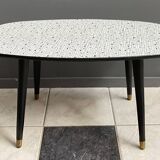 Black and White oval formica table 1960s