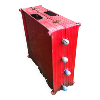 Old table football toy red metal + vintage wood players