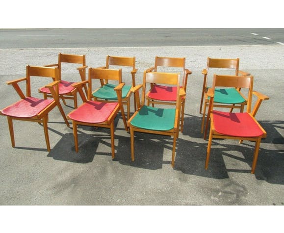 Lot of 8 Scandinavian style chairs Danish 60s-70s