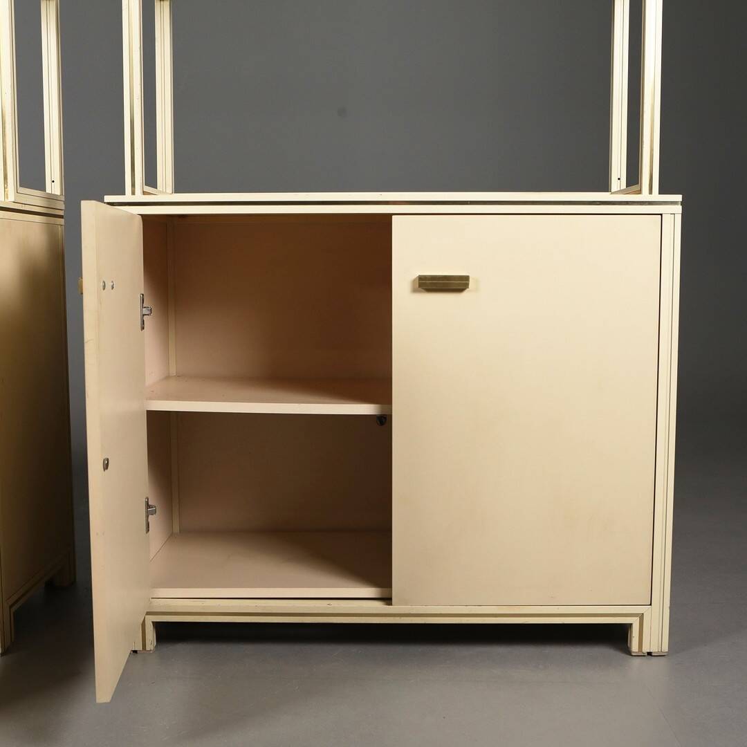 1970s Pierre Vandel Display Cabinet Shelving Cream and Brass