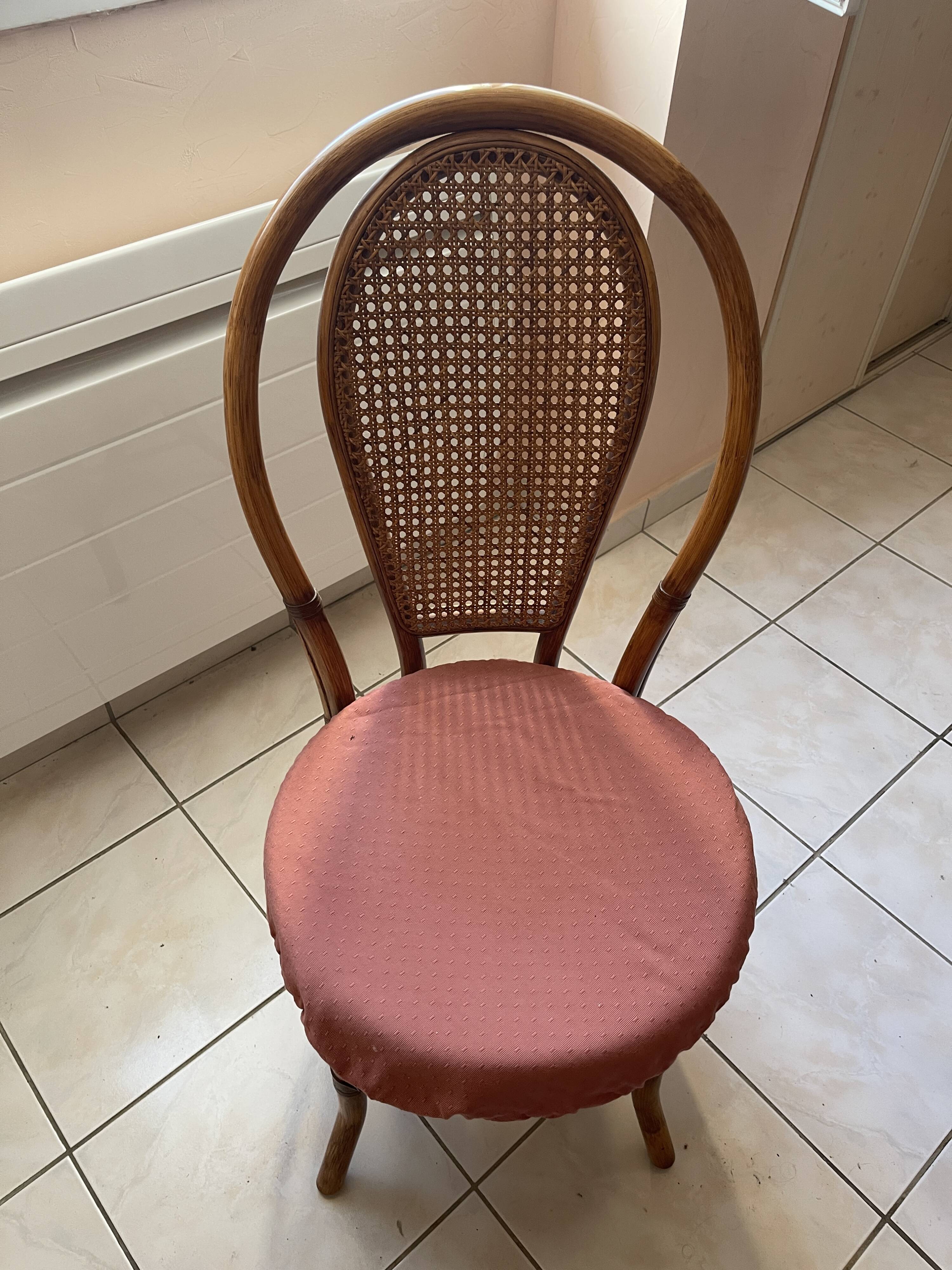 Ensemble table verre rotin et 4 chaises