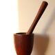 Antique brutalist solid wood mortar