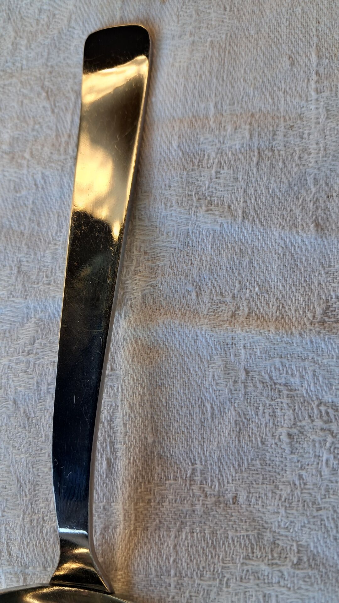 Old sauce spoon, fat and lean, Boulenger, silver-plated metal.
