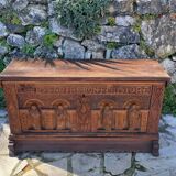 Richly carved solid oak chest from the 17th century