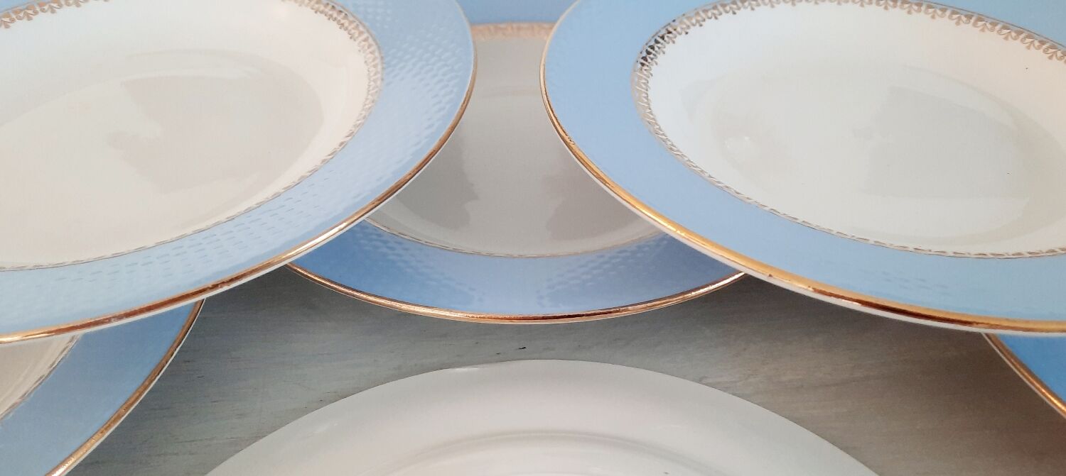 Hollow earthenware plates Café Gilbert by Moulin des Loups Vintage