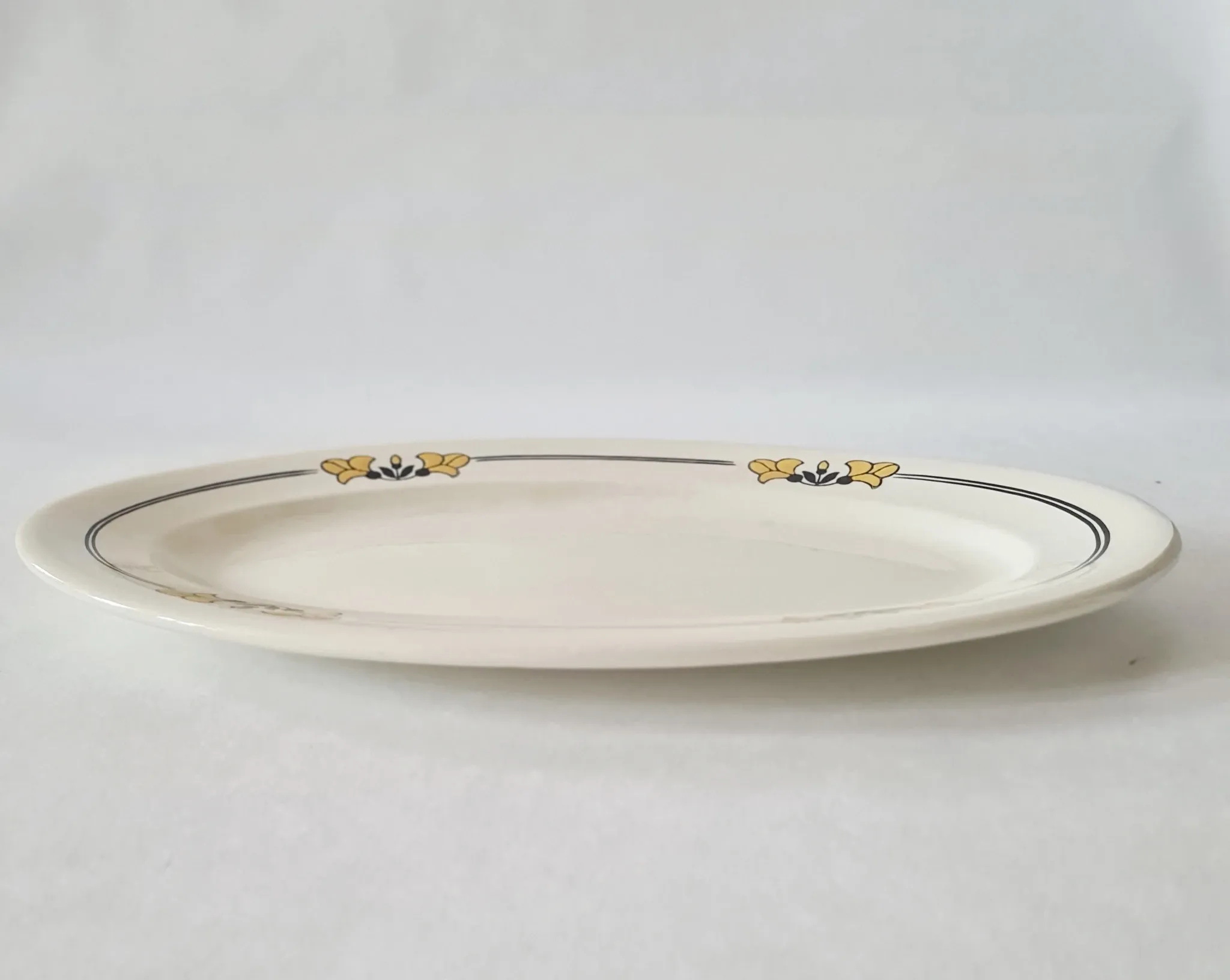 Antique oval dish in Salins ironstone "Renée" – Floral decoration