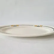 Antique oval dish in Salins ironstone "Renée" – Floral decoration