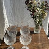 5 vintage fruit pattern glass ice cream cups