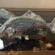 Pair of vintage fish mail holders in silver metal