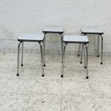 Set of 4 vintage grey chrome Formica stools.