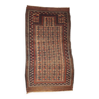 Handmade antique collectible Afghan prayer Baluch rug 91cm x 161cm 1880s