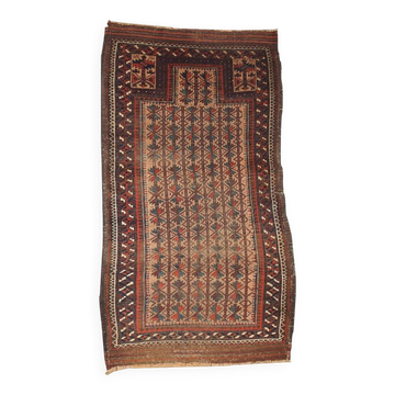 Tapis de prière baloutche antique fait main, années 1880