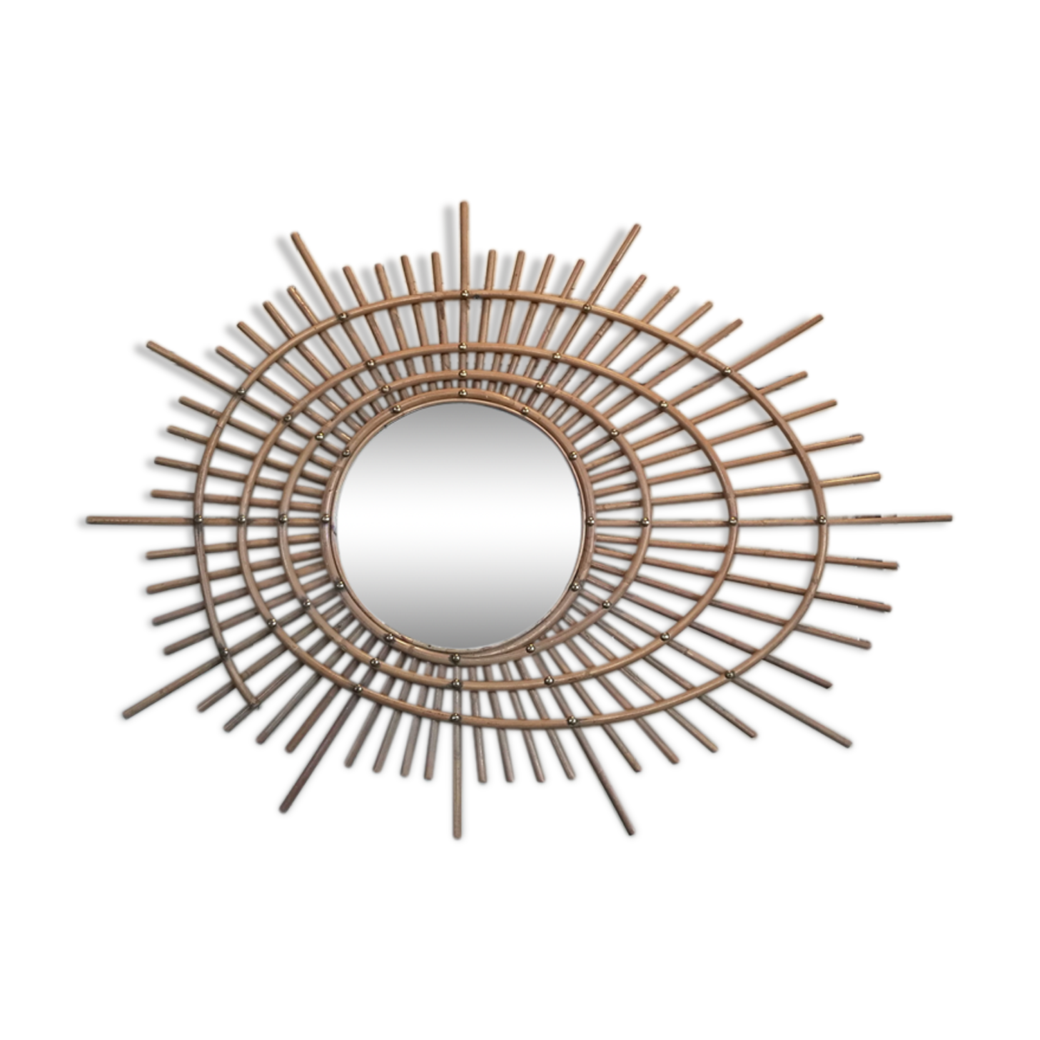 Sun in ellipse rattan mirror 83x66cm