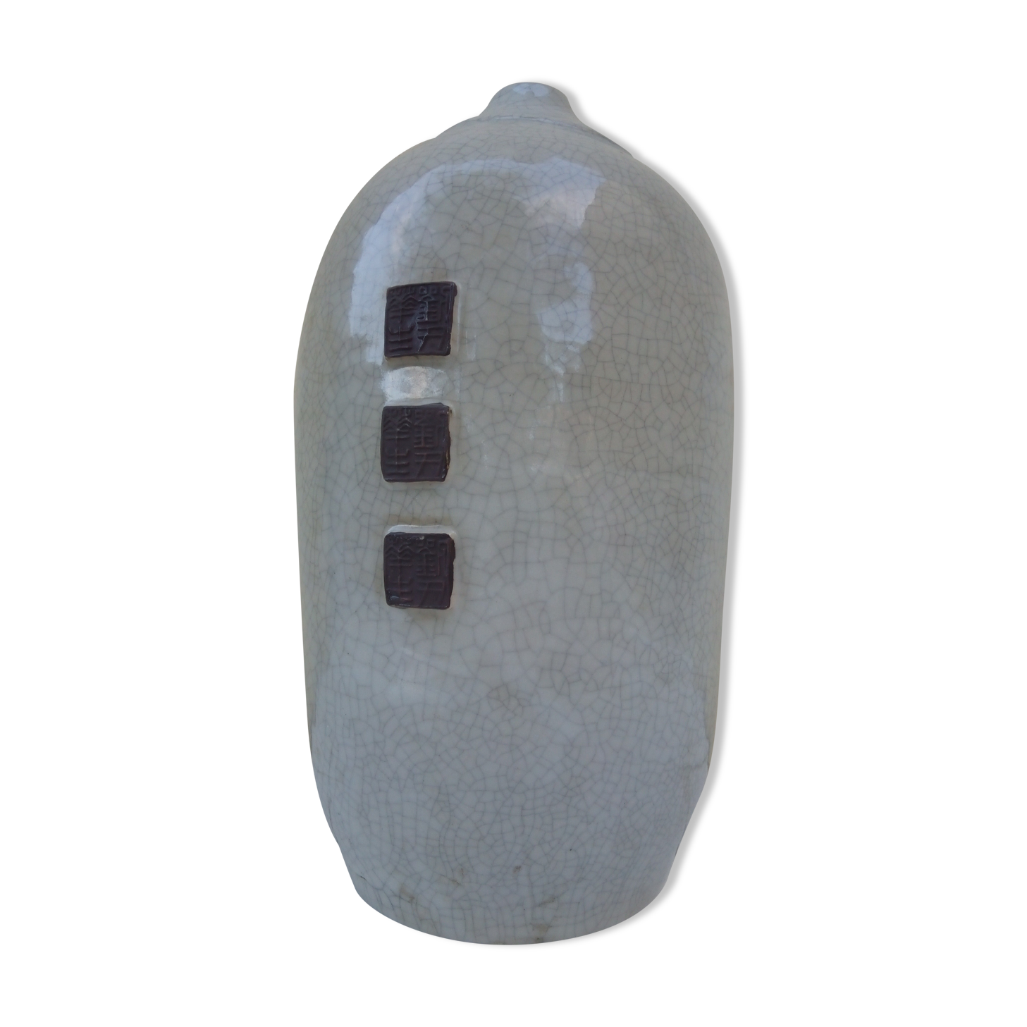 Ancient and large Asian vase, glazed ceramics.