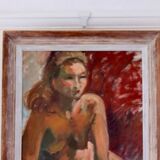 Mid-20th century original oil on canvas – nude woman