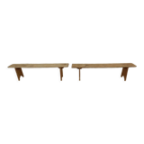 Two benches in their solid wood patinas