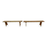 Two benches in their solid wood patinas