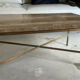 Table basse travertin et laiton