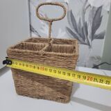 Wicker utensil storage basket