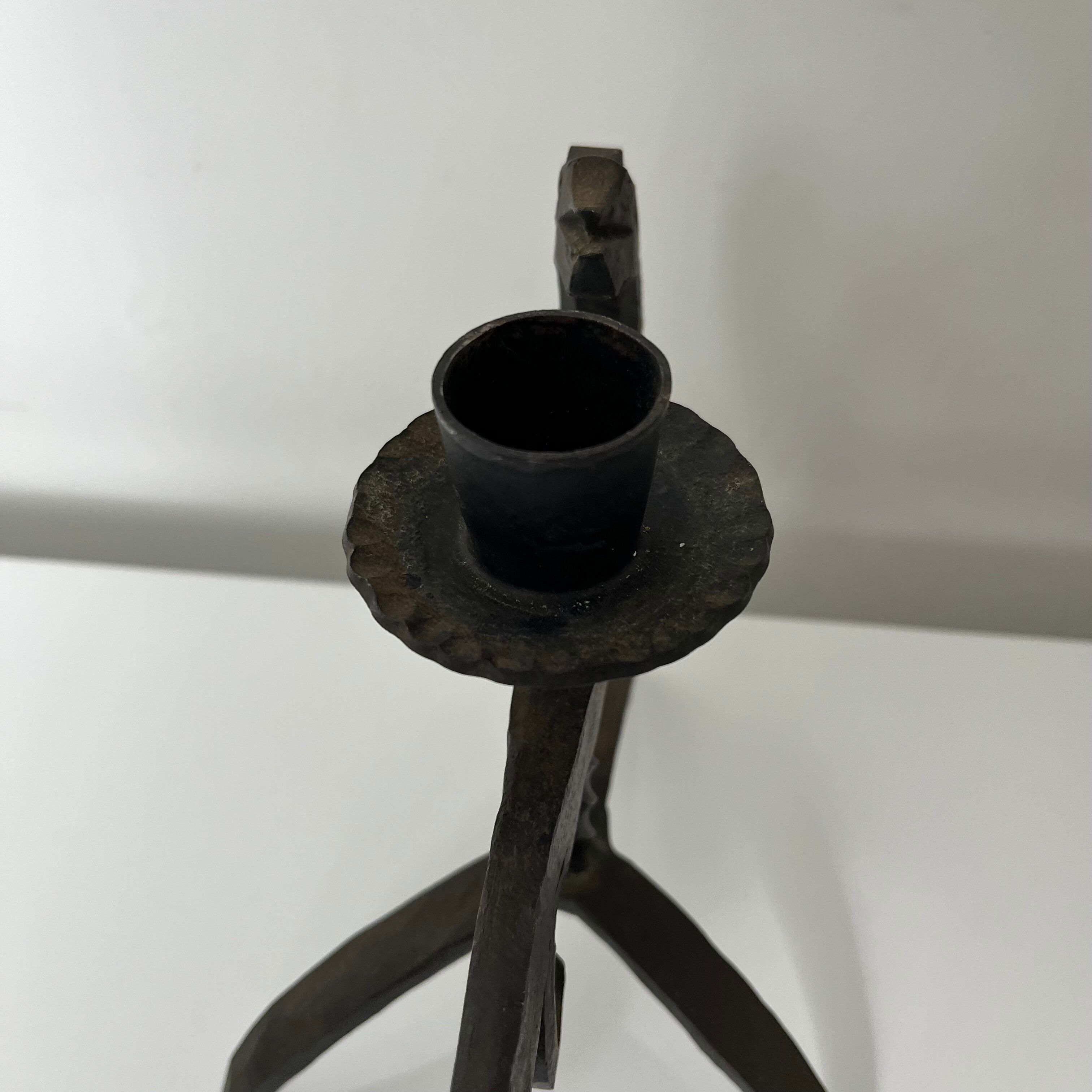 Zoomorphic dragon candle holder in wrought iron