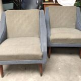 Fauteuils bi color vintage années 60 lainage
