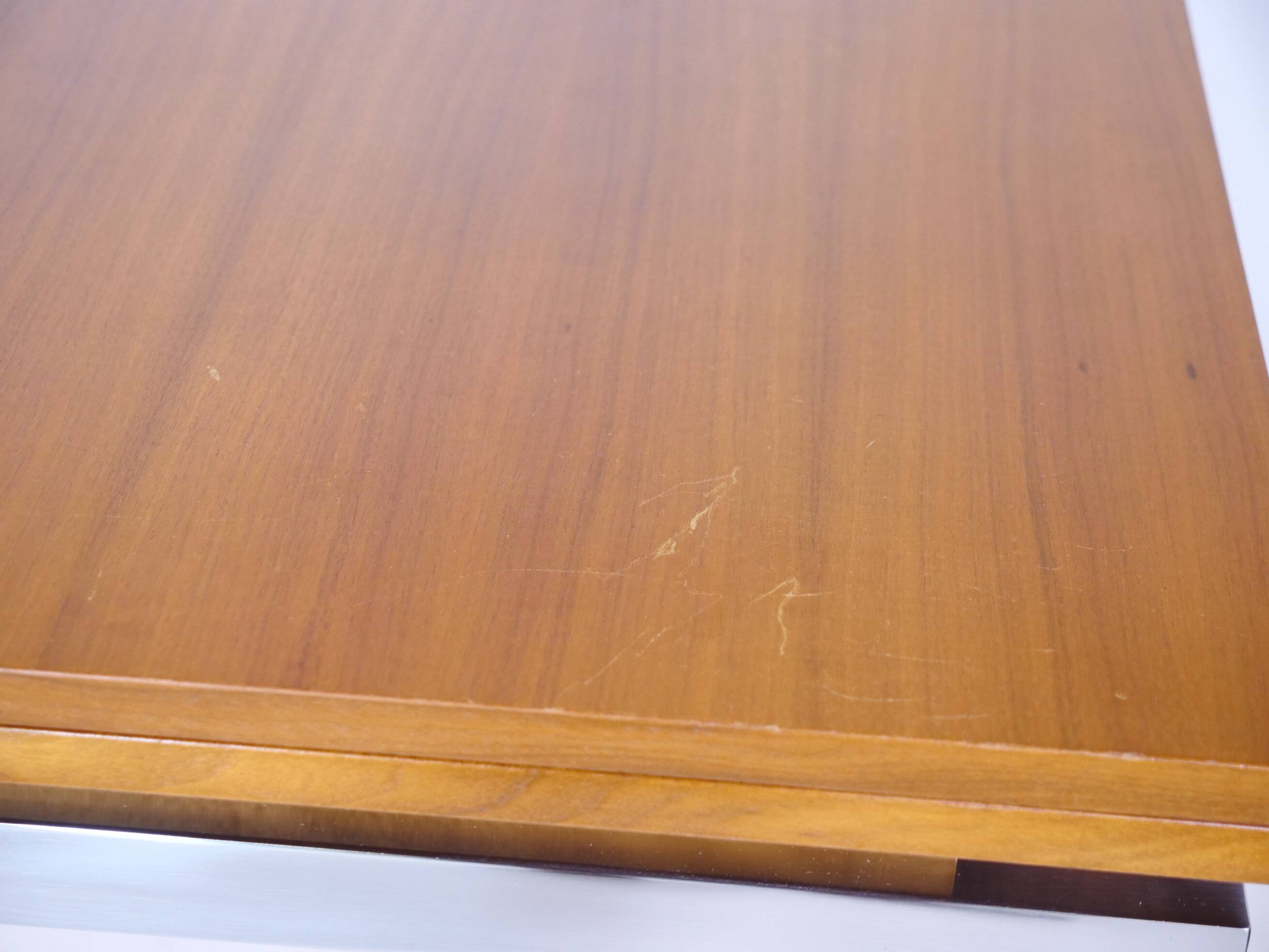 Mid Century Walnut Dining Table with Chrome Base, 1960s