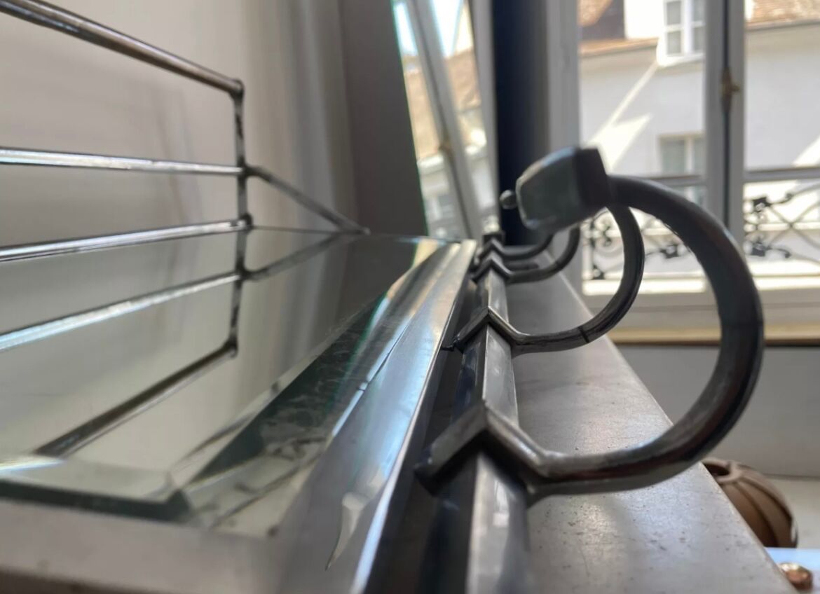 Vintage coat rack, beveled mirror and chrome, art deco