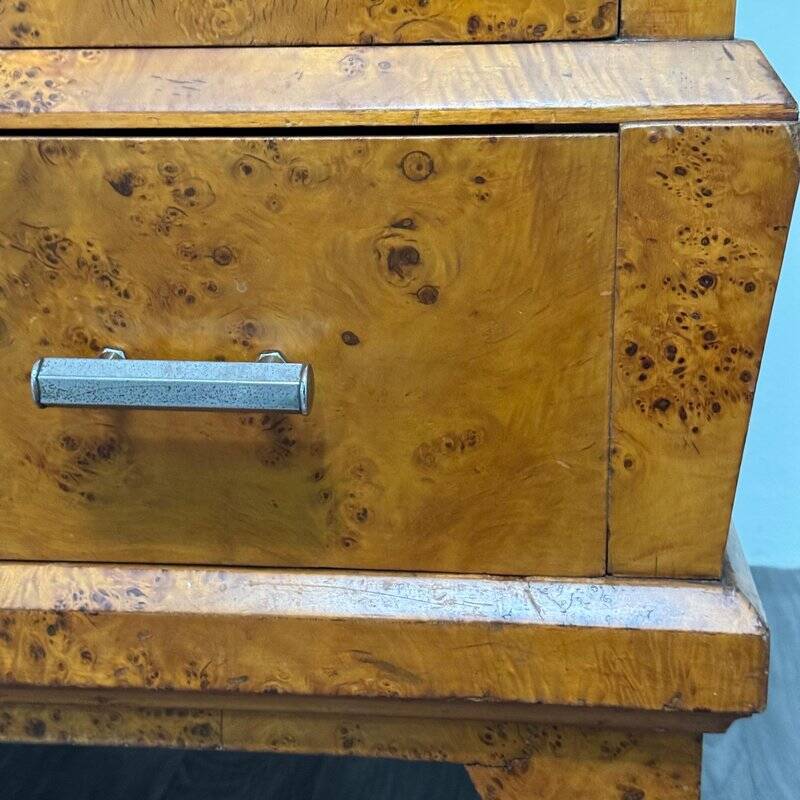 Cubist Art Deco wardrobe in heather wood, 1940s
