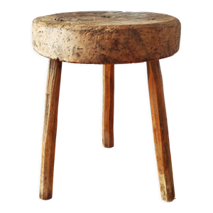 Tabouret tripode brutaliste ancien