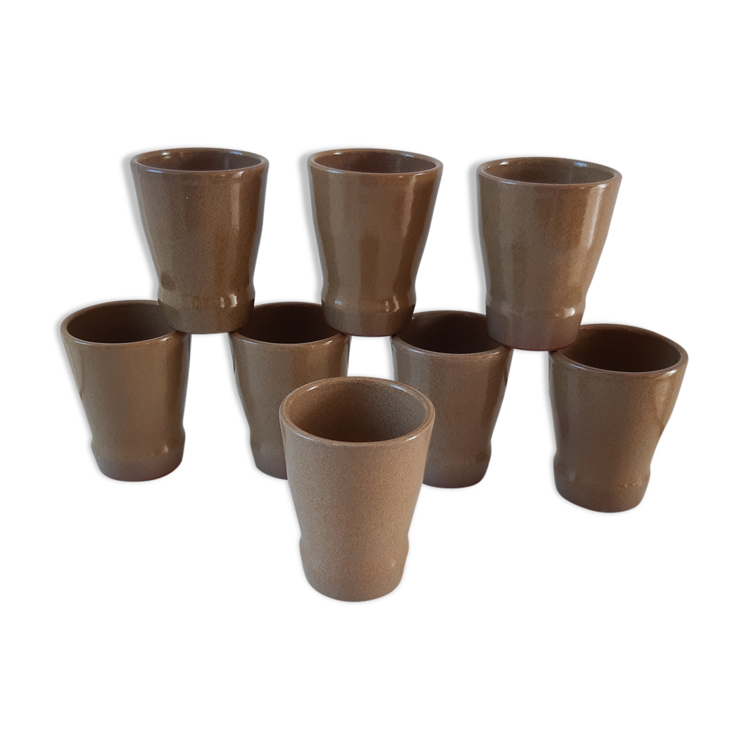 Lot de 8 verres en grès vintage années 70