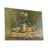 Tableau ancien français nature morte huile sur toile signée L. Bouchu 1912