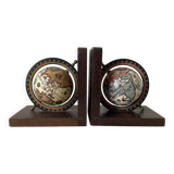 World map bookends terrestrial globes