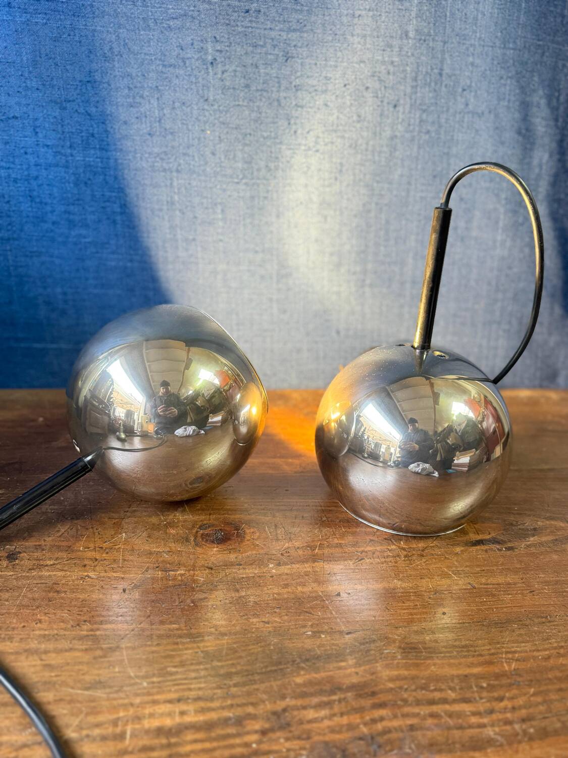 Pair of vintage Space Age pendant wall lights, "Eyeball" model, 1970s