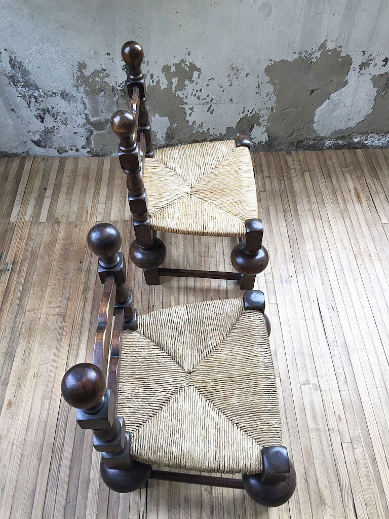 Pair of straw chairs