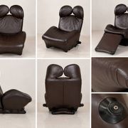 "111 Wink" armchair in brown leather by Toshiyuki Kita for Cassina