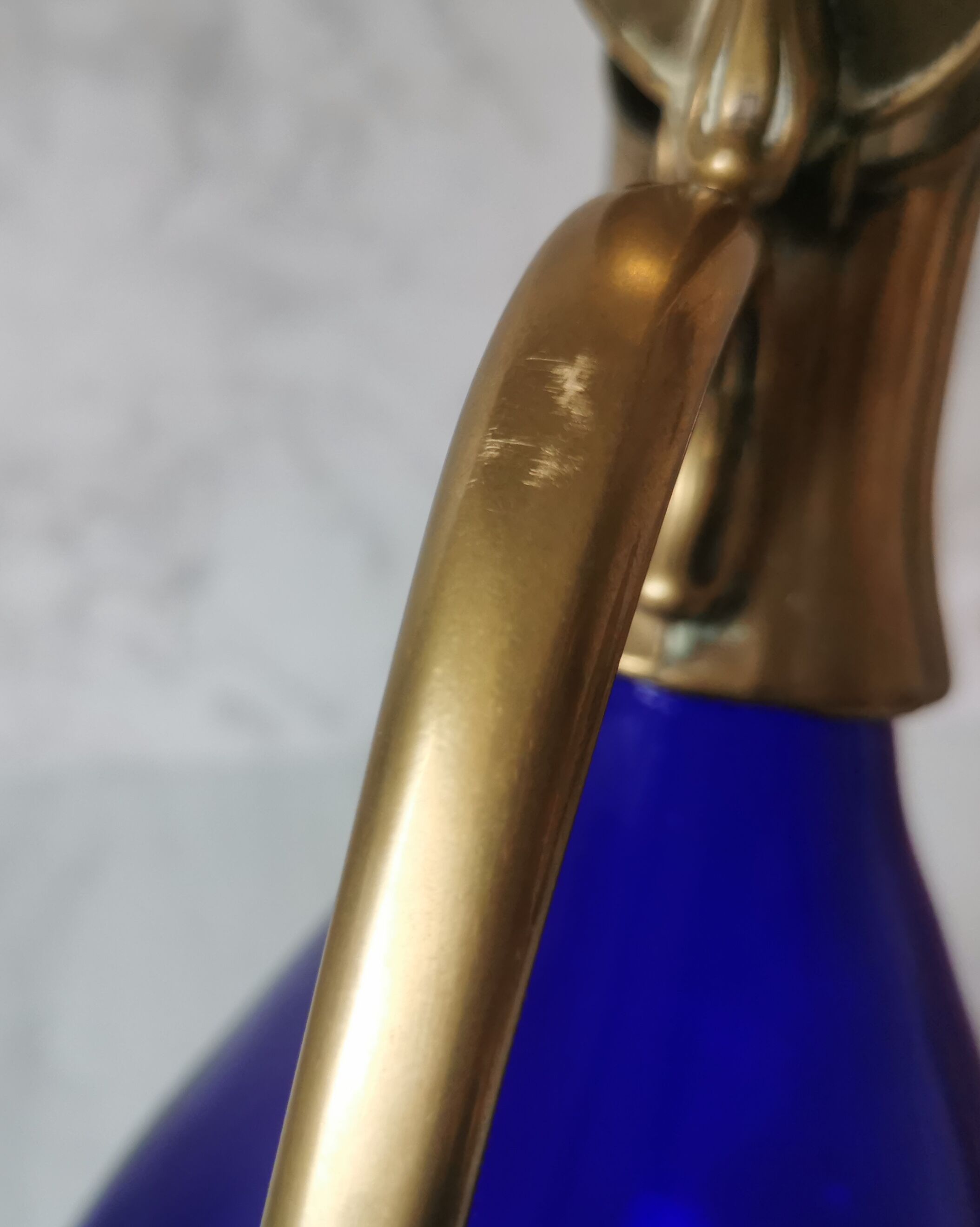 Glass and brass decanter