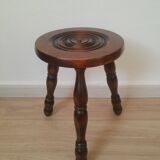 Vintage country turned wooden tripod stool