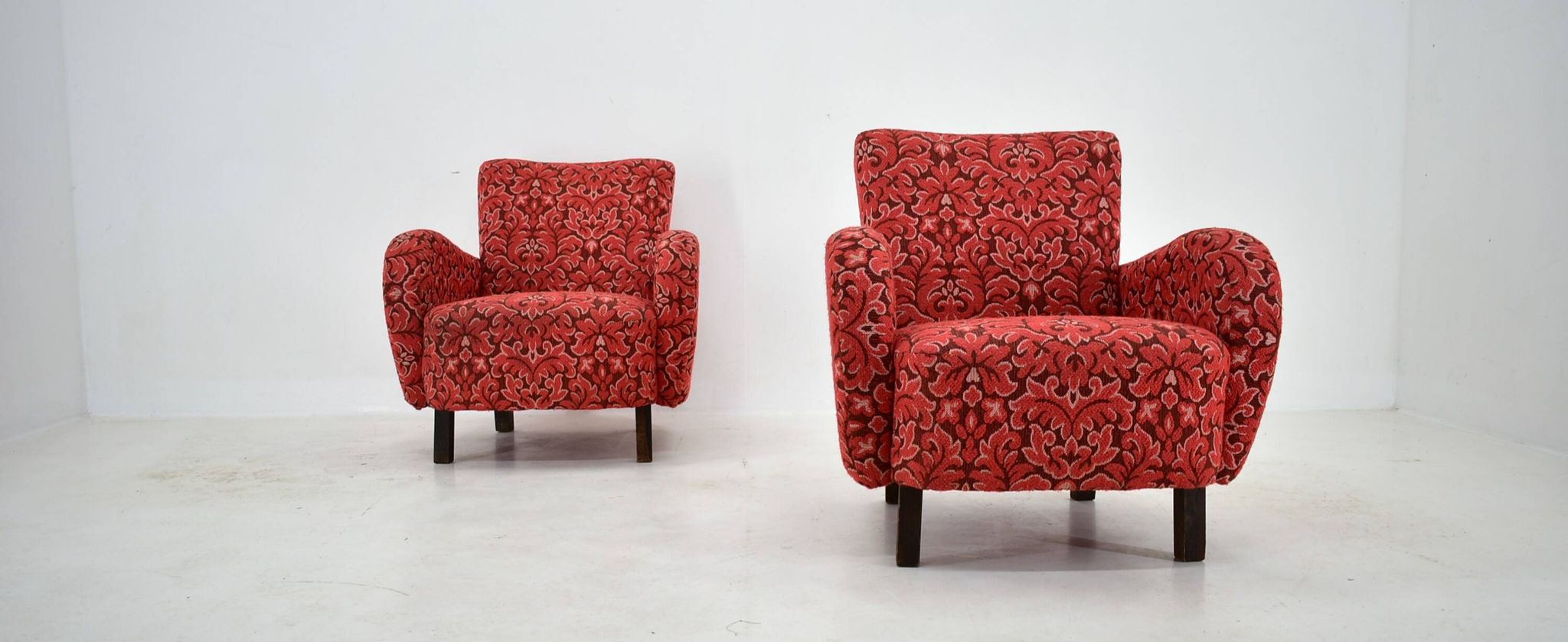 Set of two rare art deco armchairs h-283 by jindřich halabala, 1949s